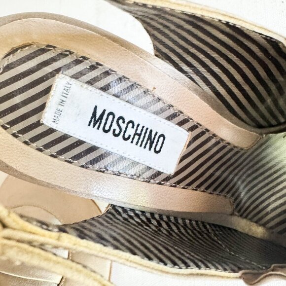 Moschino Grey Satin Ruffle Detail Slingback Heels 36 - Picture 9 of 12